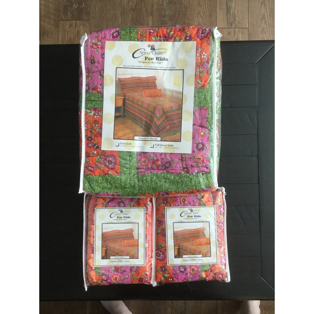 NEW Anna Claire Full/Queen Quilt + 2 Standard Shams Set , New (A)